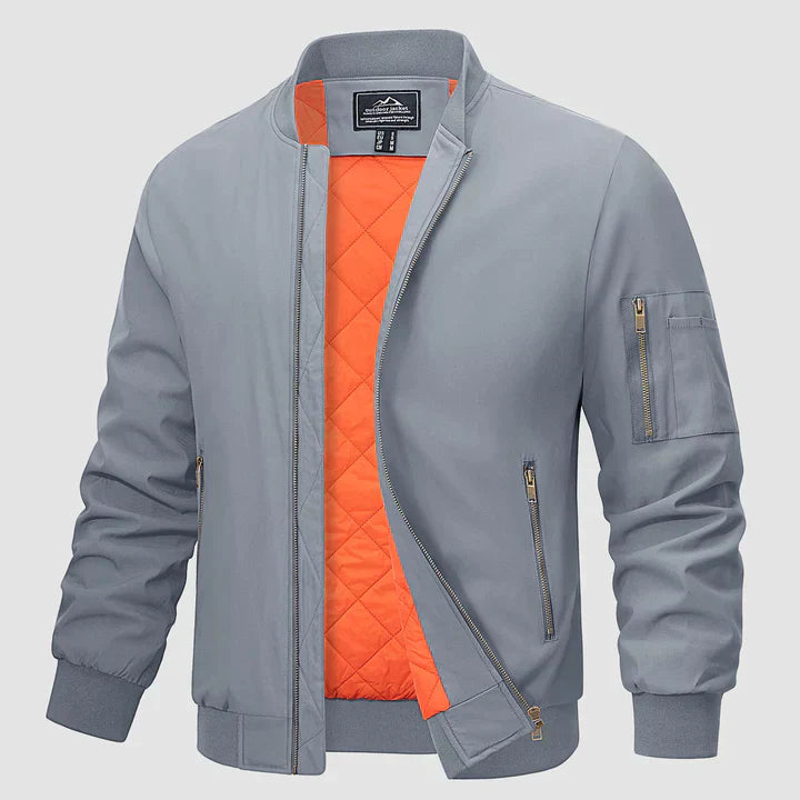 Windproof Jacket | Zip-Up | Lightweight | Bomber Jacket | Men's Jacket-Coats & Jackets-Chaps Herrenmode-Light Gray-S-Chaps of London