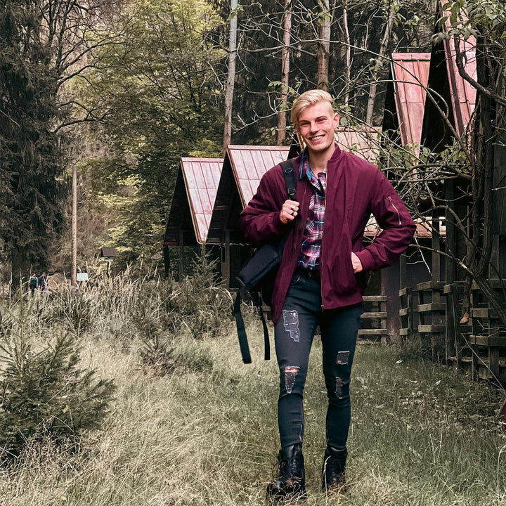 Windproof Jacket | Zip-Up | Lightweight | Bomber Jacket | Men's Jacket-Coats & Jackets-Chaps Herrenmode-Wine Red-S-Chaps of London