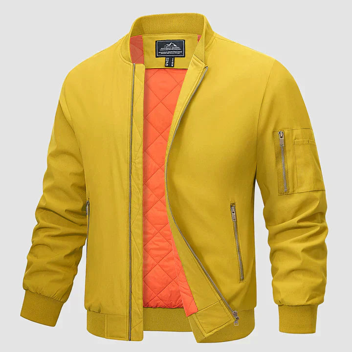 Windproof Jacket | Zip-Up | Lightweight | Bomber Jacket | Men's Jacket-Coats & Jackets-Chaps Herrenmode-Yellow-S-Chaps of London