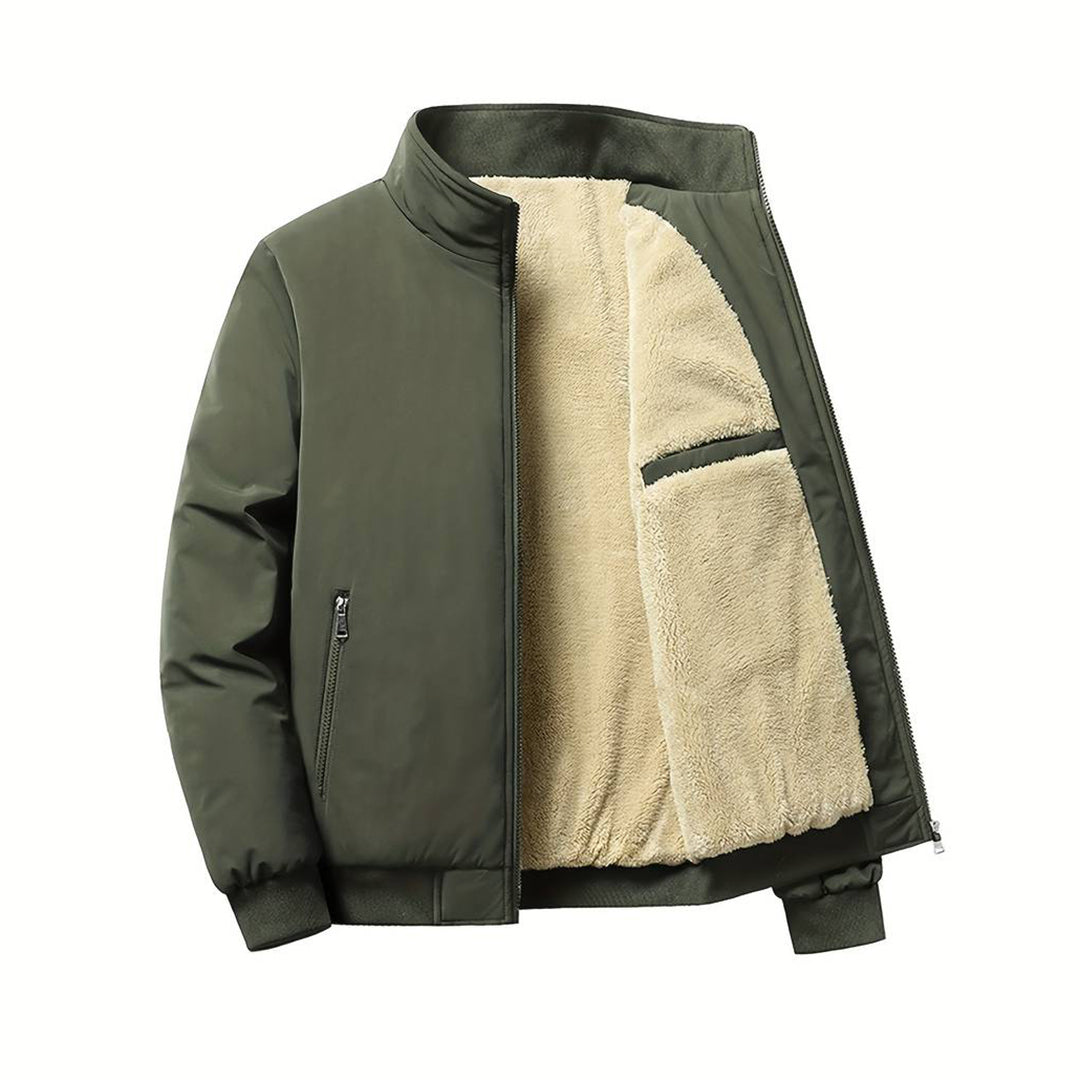 Winter Bomber Jacket - Fleece Lined - Zip-Up - Winter Jacket - Men's Bomber Jacket-Fashion Men Jacket Bomber Winter-Chaps of London-Army Green-XXS-Chaps of London
