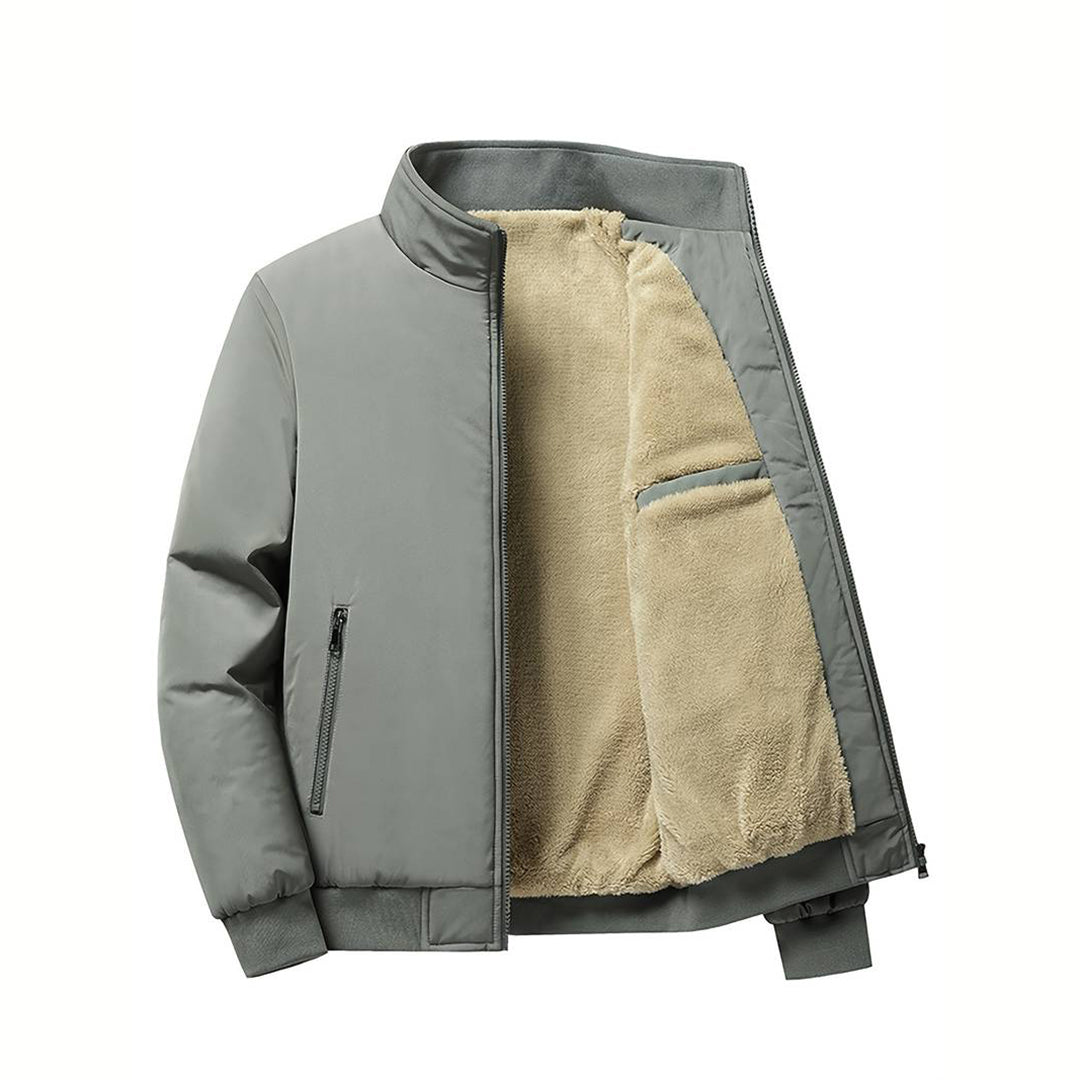 Winter Bomber Jacket - Fleece Lined - Zip-Up - Winter Jacket - Men's Bomber Jacket-Fashion Men Jacket Bomber Winter-Chaps of London-Gray-XXS-Chaps of London