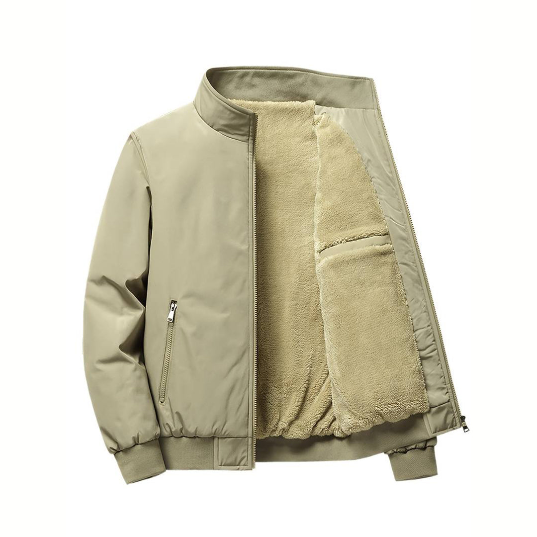 Winter Bomber Jacket - Fleece Lined - Zip-Up - Winter Jacket - Men's Bomber Jacket-Fashion Men Jacket Bomber Winter-Chaps of London-Khaki-XXS-Chaps of London