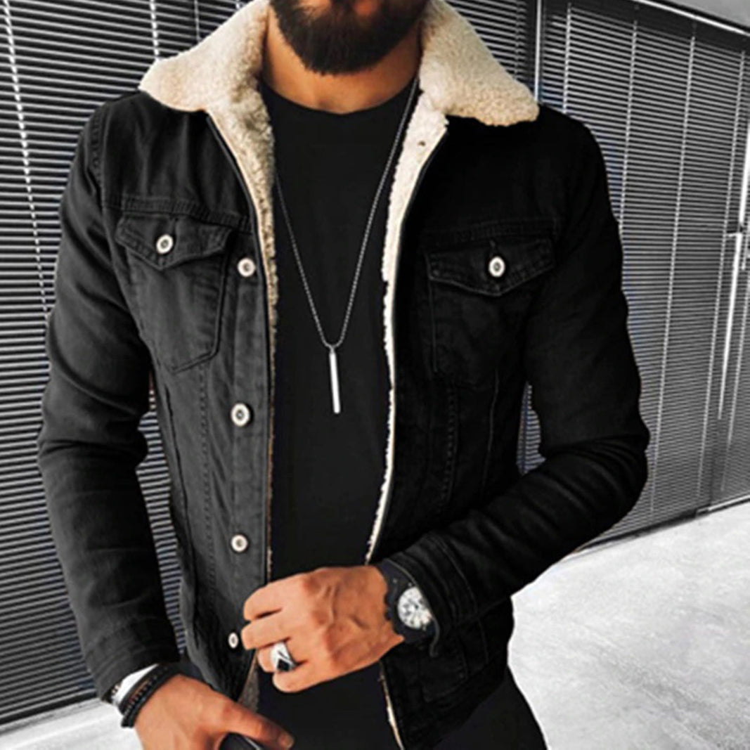 Winter Denim Jacket | Jean Jacket | Regular Fit | Fur Denim Jacket | Men's Jacket-Chaps of London-Black-S-Chaps of London