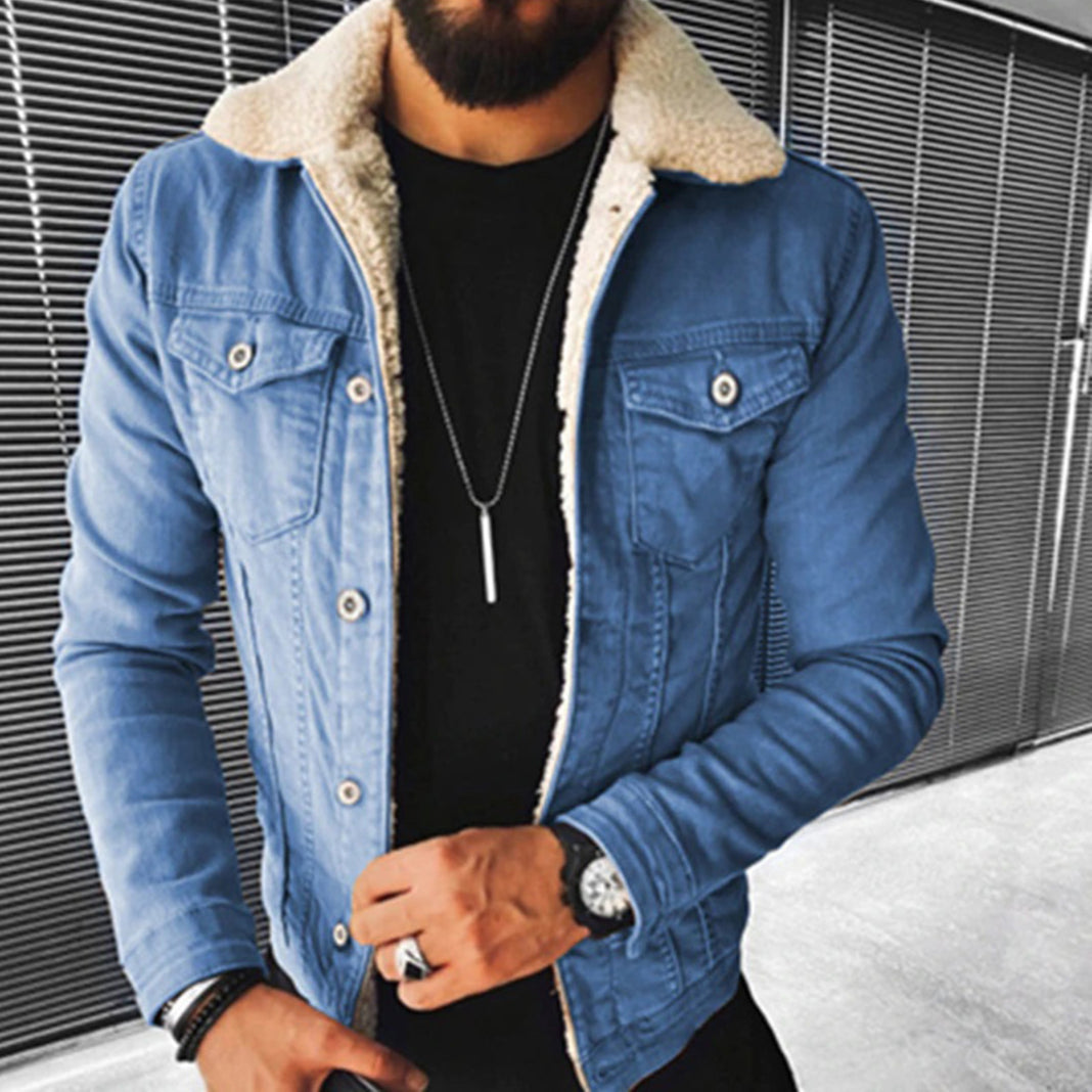 Winter Denim Jacket | Jean Jacket | Regular Fit | Fur Denim Jacket | Men's Jacket-Chaps of London-Blue-S-Chaps of London