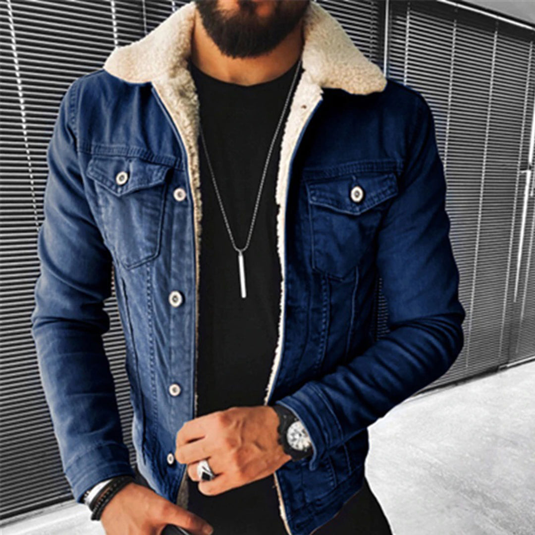 Winter Denim Jacket | Jean Jacket | Regular Fit | Fur Denim Jacket | Men's Jacket-Chaps of London-Dark Blue-S-Chaps of London