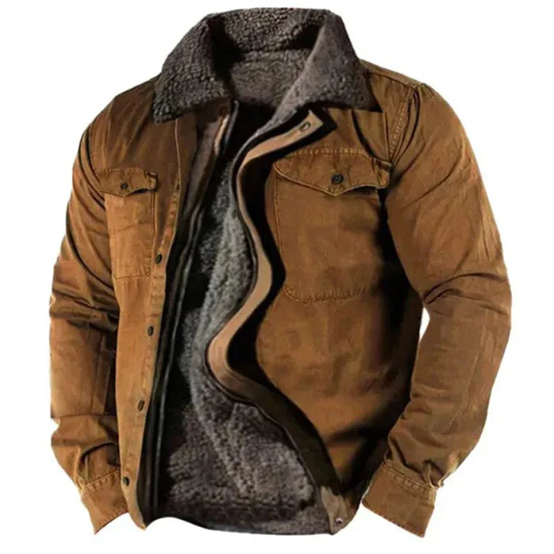 Winter Jacket - Men's Casual Zip-Up Fleece Lined Winter Coat-Men's Winter Jacket-Chaps of London-Brown-S-Chaps of London