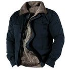 Winter Jacket - Men's Casual Zip-Up Fleece Lined Winter Coat-Men's Winter Jacket-Chaps of London-Dark Blue-S-Chaps of London