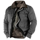 Winter Jacket - Men's Casual Zip-Up Fleece Lined Winter Coat-Men's Winter Jacket-Chaps of London-Dark Grey-S-Chaps of London