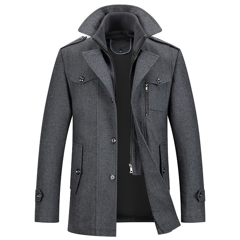 Winter Jacket - Men's Zip-Up Single Breasted Wool Jacket-Winterjacken-Chaps of London-Chaps of London