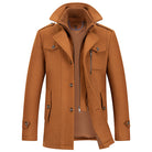 Winter Jacket - Men's Zip-Up Single Breasted Wool Jacket-Winterjacken-Chaps of London-Khaki-XS-Chaps of London