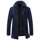 Winter Jacket - Men's Zip-Up Single Breasted Wool Jacket-Winterjacken-Chaps of London-Navy Blue-XS-Chaps of London