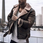Winter Leather Jacket - Fleece Lined - Sherpa Lined - Biker Jacket - Men's Leather Jacket-Chaps of London-Dark Brown-S-Chaps of London