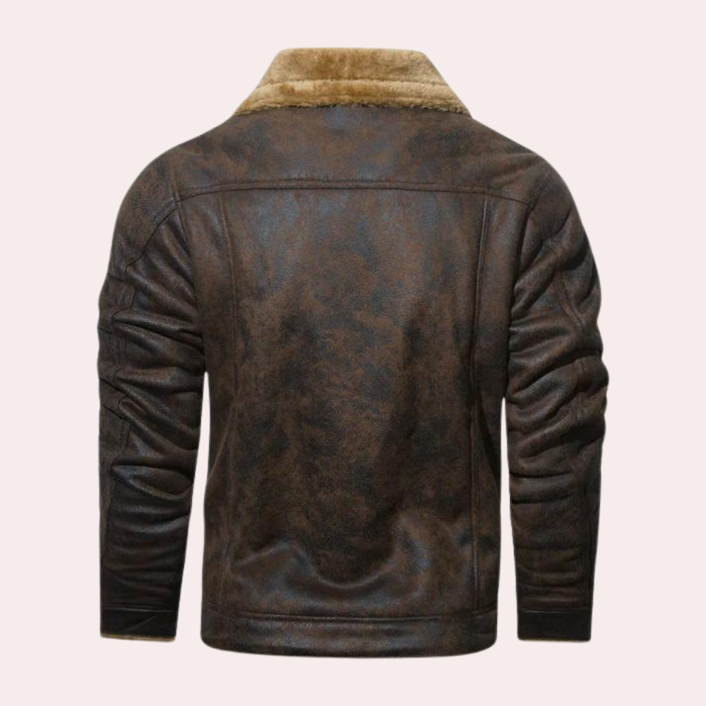 Winter Leather Jacket | Warm | Fleece Lined | Aviator Jacket | Men's Pilot Jacket -Chaps of London-Chaps of London