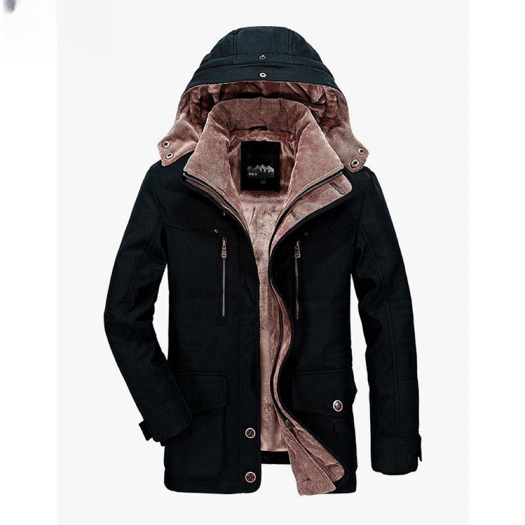 Winter Parka | Hooded | Fleece Lined | Snow Jacket | Male Winter Jackets-Winter Parka Jacket-Chaps of London-Black-M-Chaps of London