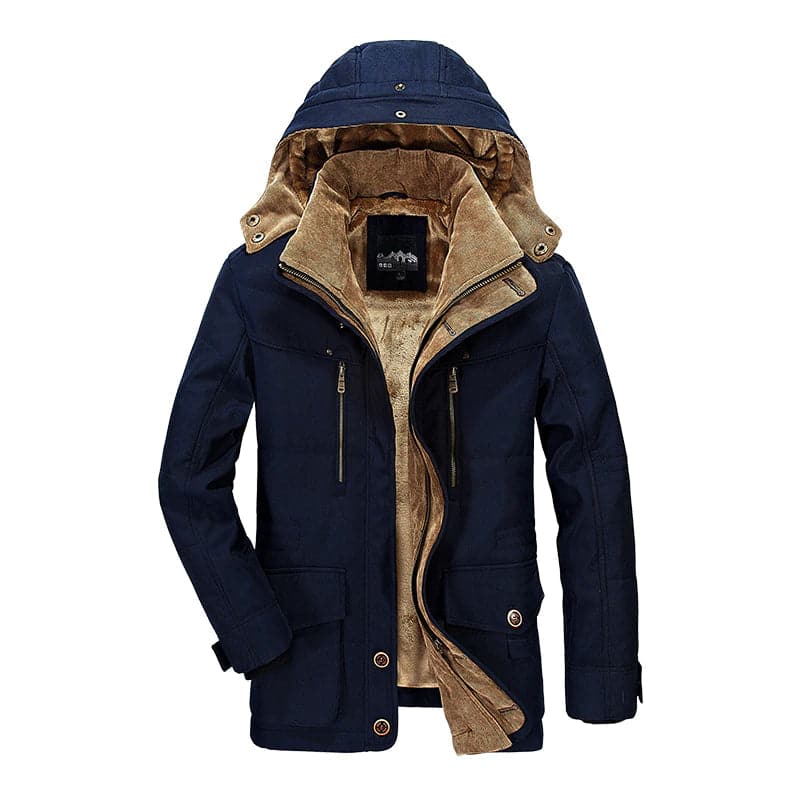 Winter Parka | Hooded | Fleece Lined | Snow Jacket | Male Winter Jackets-Winter Parka Jacket-Chaps of London-Blue-M-Chaps of London