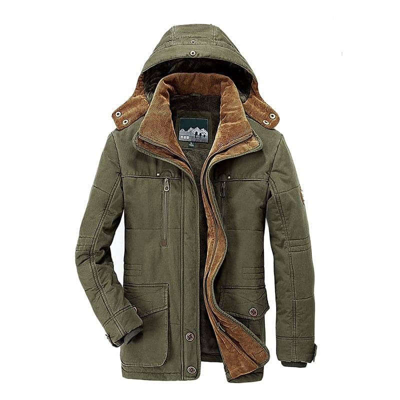 Winter Parka | Hooded | Fleece Lined | Snow Jacket | Male Winter Jackets-Winter Parka Jacket-Chaps of London-Green-M-Chaps of London