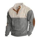 Winter Pullover - Elbow Patches - Button Neck - Sweater - Men's Clothing-Men's Pullover Sweater-Chaps of London-Grey-S-Chaps of London