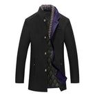 Wool Coat - Men's Classic Single-breasted Lined Winter Jacket-Chaps of London-Black-S-Chaps of London