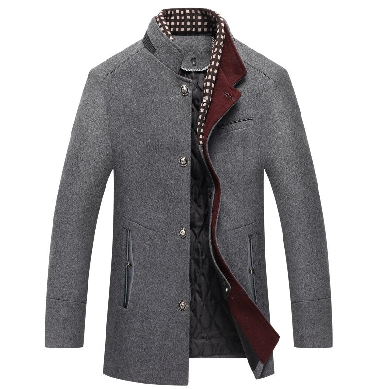 Wool Coat - Men's Classic Single-breasted Lined Winter Jacket-Chaps of London-Chaps of London