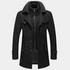 Wool Coat - Men's Mid Length Zip-Up Wool Jacket for Winter-Men's Wool Coat-Chaps of London-Black-S-Chaps of London