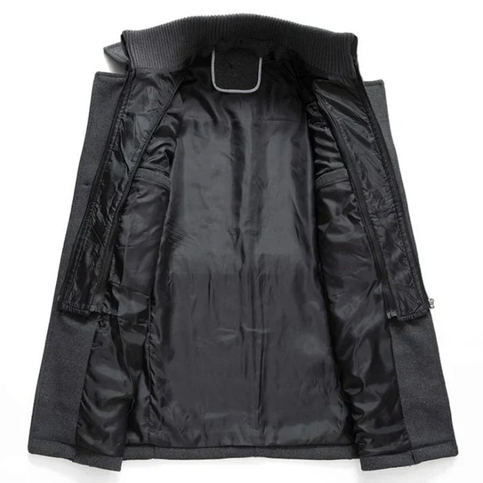 Wool Coat - Men's Mid Length Zip-Up Wool Jacket for Winter-Men's Wool Coat-Chaps of London-Chaps of London