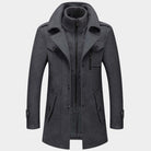 Wool Coat - Men's Mid Length Zip-Up Wool Jacket for Winter-Men's Wool Coat-Chaps of London-Grey-S-Chaps of London