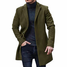 Wool Jacket - Single Breasted - Mid Length - Wool Trench Coat - Men's Winter Jacket-Chaps of London-Army Green-M-Chaps of London