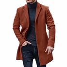Wool Jacket - Single Breasted - Mid Length - Wool Trench Coat - Men's Winter Jacket-Chaps of London-Brown-M-Chaps of London