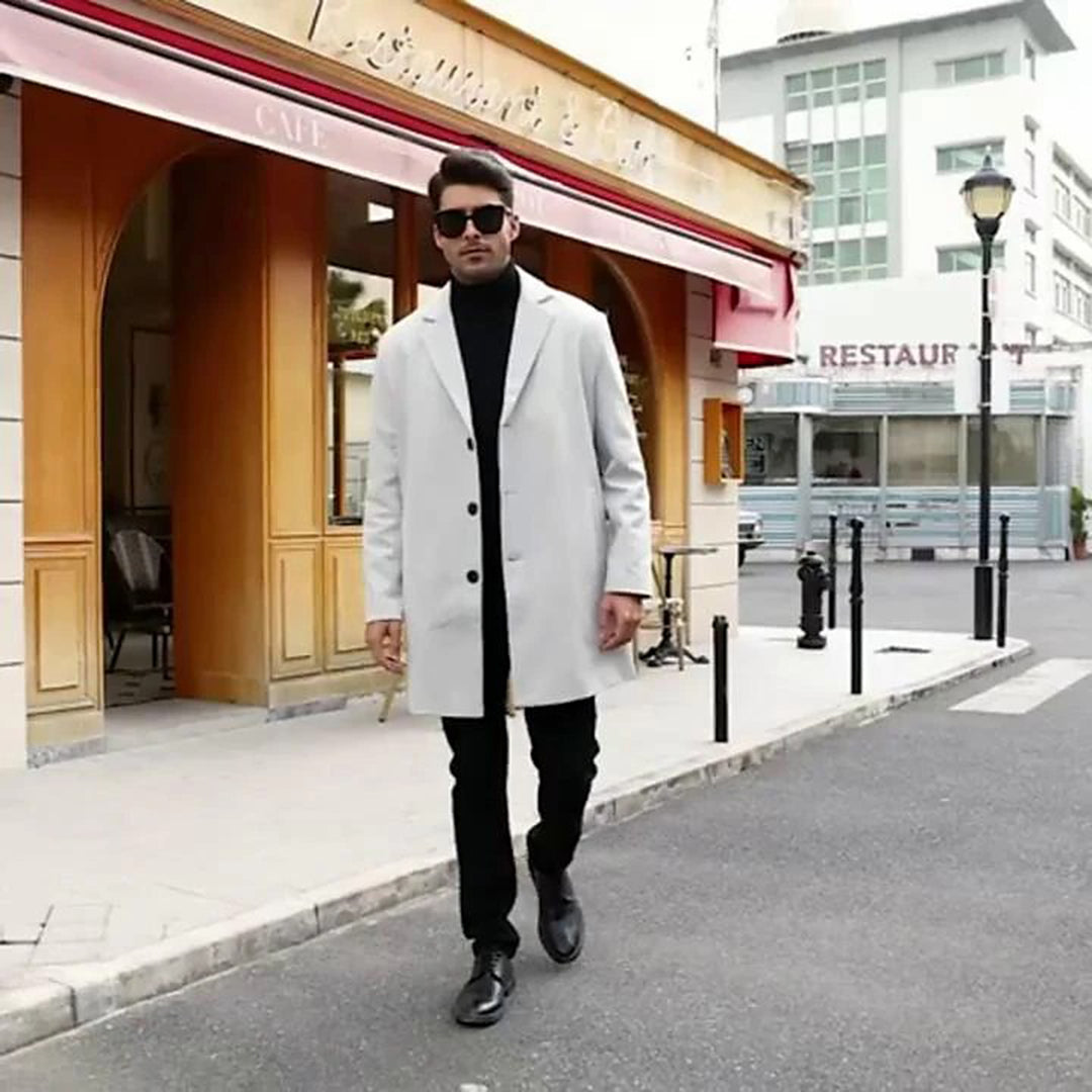 Wool Jacket - Single Breasted - Mid Length - Wool Trench Coat - Men's Winter Jacket-Chaps of London-Chaps of London