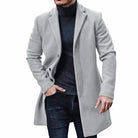 Wool Jacket - Single Breasted - Mid Length - Wool Trench Coat - Men's Winter Jacket-Chaps of London-Grey-M-Chaps of London