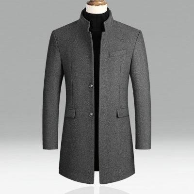 Wool Trench Coat - Formal - Classic - Single Breasted Coat - Men's Jackets-Coats & Jackets-Chaps of London-Gray-S-Chaps of London