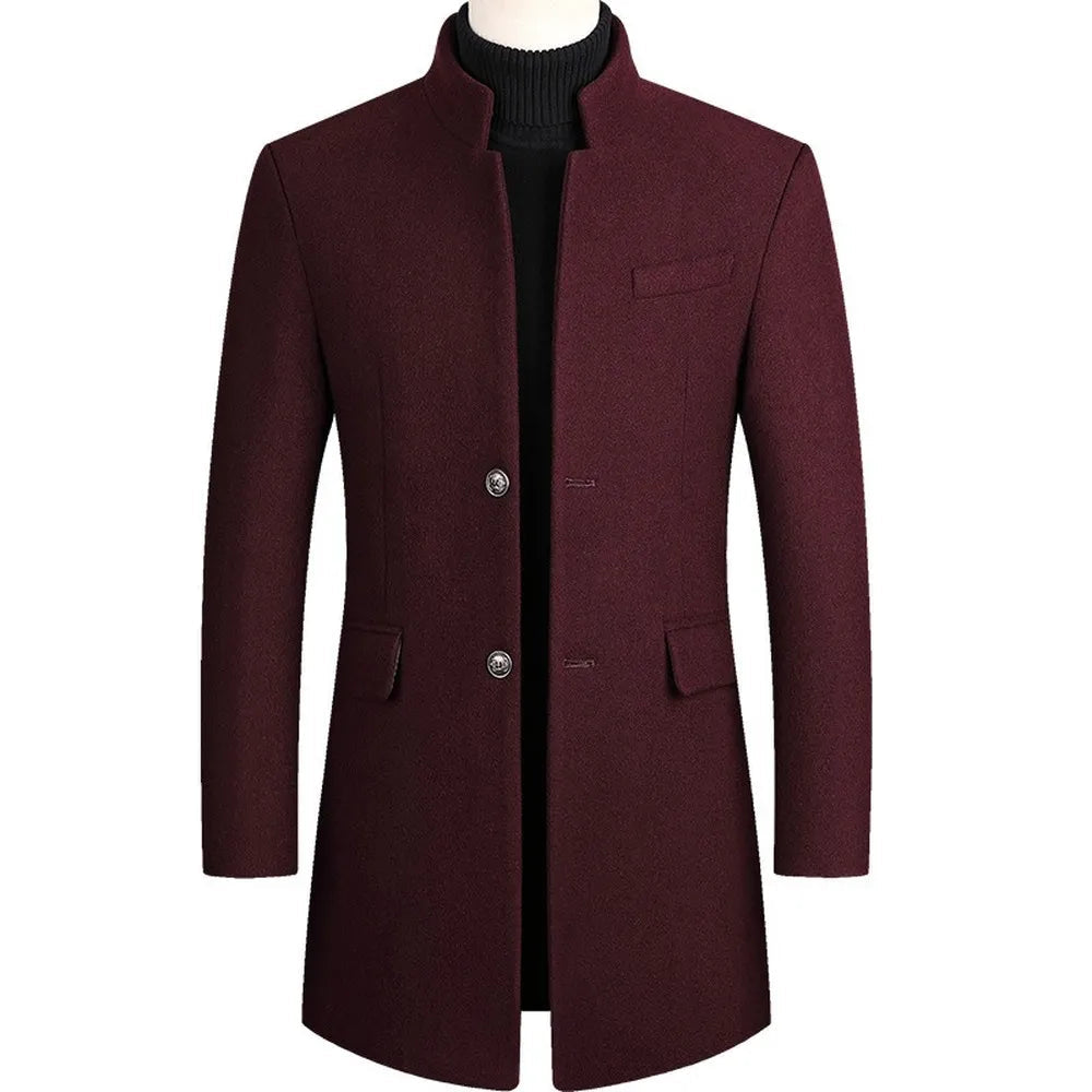 Wool Trench Coat - Formal - Classic - Single Breasted Coat - Men's Jackets-Coats & Jackets-Chaps of London-Red-S-Chaps of London