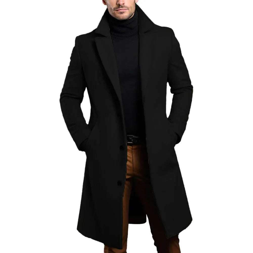 Wool Trench Coat | Formal | Single Breasted | Winter Trench Coat | Men's Coats-Men's Jackets-Chaps of London-Chaps of London