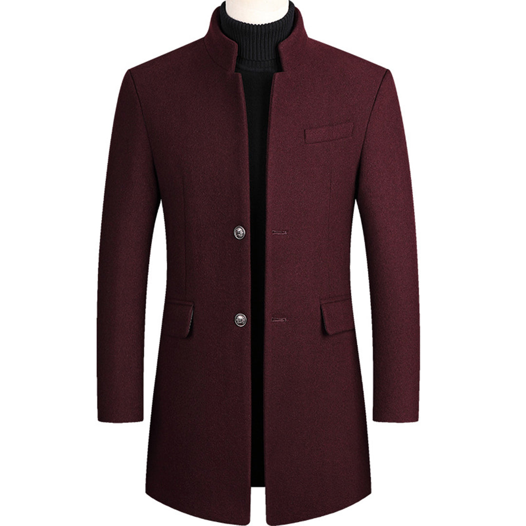 Wool Trench Coat - Single Breasted - Mid Length - Trench Coat - Men's Jackets -Fashion Men Others All-year-Chaps of London-Wine Red-M-Chaps of London