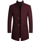 Wool Trench Coat - Single Breasted - Mid Length - Trench Coat - Men's Jackets -Fashion Men Others All-year-Chaps of London-Wine Red-M-Chaps of London
