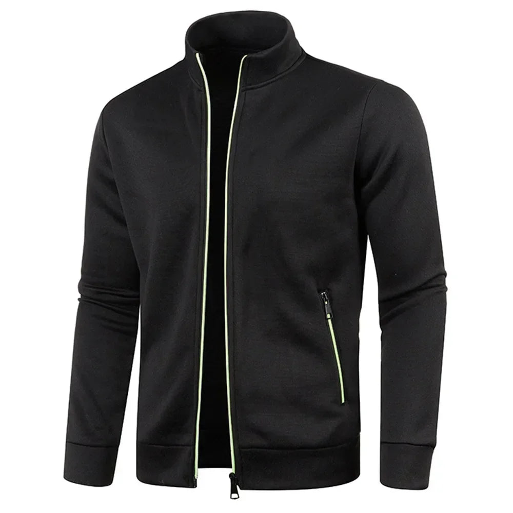 Zip Cardigan | Long Sleeve | Breathable | Zip-Up Jacket | Men's Clothing-Chaps of London-Black-S-Chaps of London