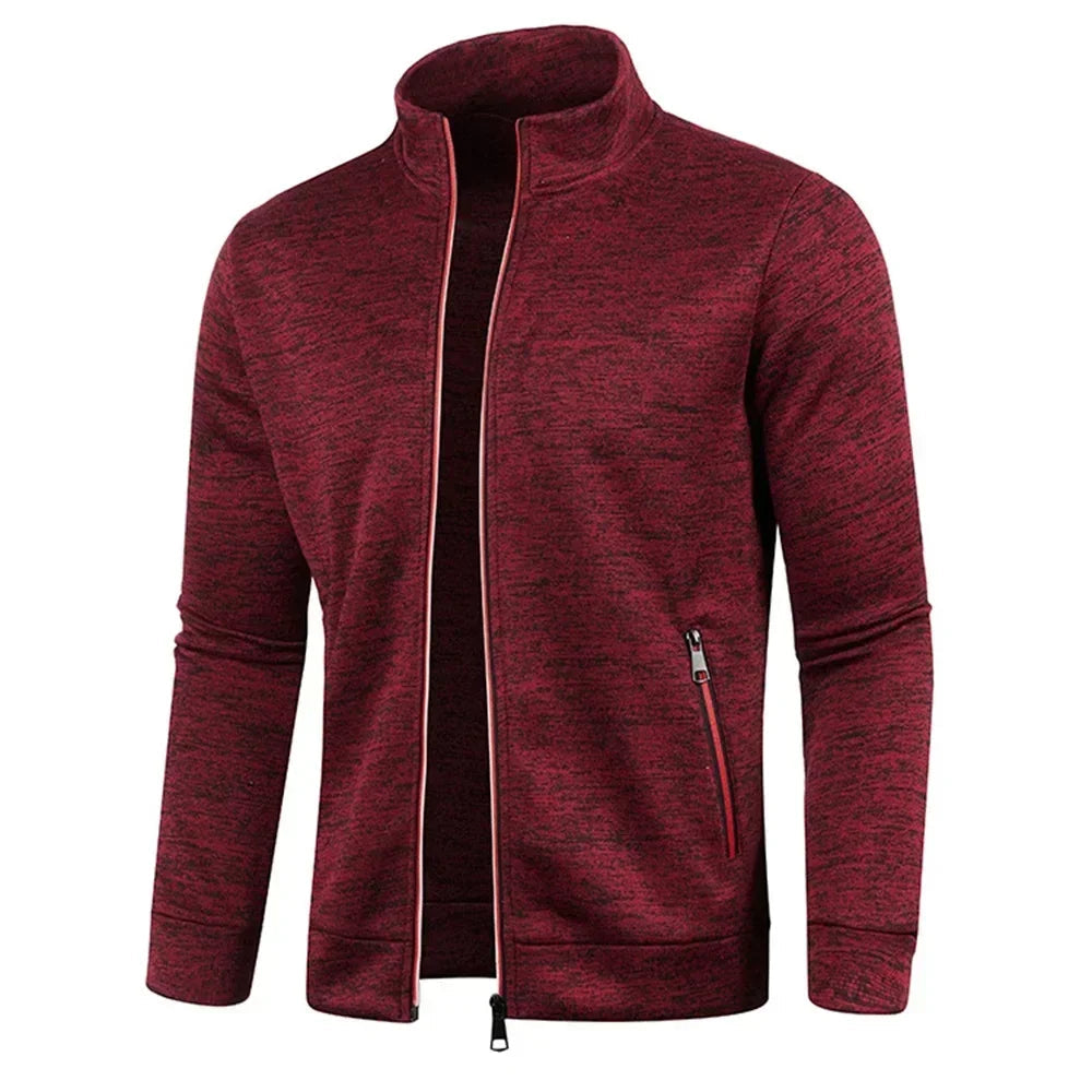 Zip Cardigan | Long Sleeve | Breathable | Zip-Up Jacket | Men's Clothing-Chaps of London-Burgundy Red-S-Chaps of London