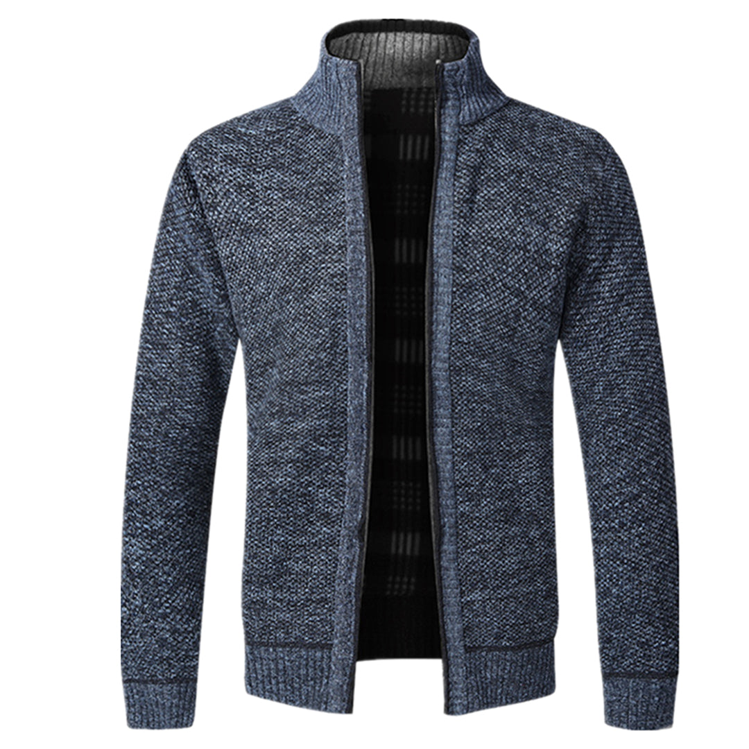 Zip-Up Cardigan | Full Zip | Long Sleeve | Knitted Cardigan | Men's Clothing-Fashion Men Jacket Bomber Fall-Chaps of London-Blue-XS-Chaps of London