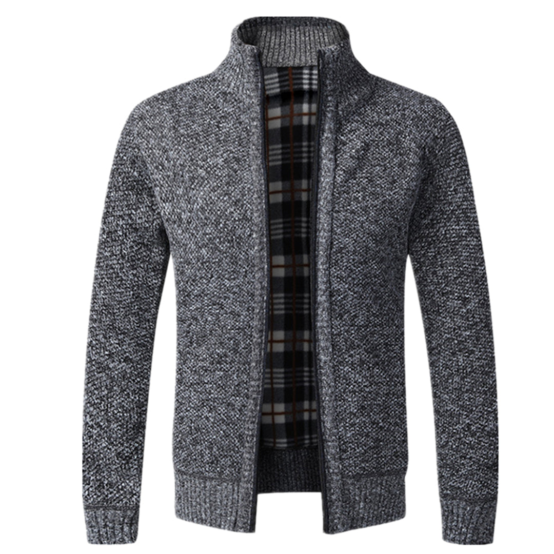 Zip-Up Cardigan | Full Zip | Long Sleeve | Knitted Cardigan | Men's Clothing-Fashion Men Jacket Bomber Fall-Chaps of London-Dark Gray-XS-Chaps of London