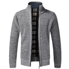 Zip-Up Cardigan | Full Zip | Long Sleeve | Knitted Cardigan | Men's Clothing-Fashion Men Jacket Bomber Fall-Chaps of London-Light Gray-XS-Chaps of London