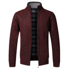 Zip-Up Cardigan | Full Zip | Long Sleeve | Knitted Cardigan | Men's Clothing-Fashion Men Jacket Bomber Fall-Chaps of London-Wine Red-XS-Chaps of London