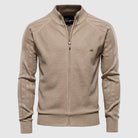 Zip-Up Sweater | Full Zip | Knitted | Zipper Cardigan | Men's Cardigan-Men's Zip Cardigan-Chaps of London-Beige-M-Chaps of London