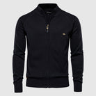 Zip-Up Sweater | Full Zip | Knitted | Zipper Cardigan | Men's Cardigan-Men's Zip Cardigan-Chaps of London-Black-M-Chaps of London