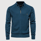 Zip-Up Sweater | Full Zip | Knitted | Zipper Cardigan | Men's Cardigan-Men's Zip Cardigan-Chaps of London-Blue-M-Chaps of London