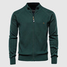 Zip-Up Sweater | Full Zip | Knitted | Zipper Cardigan | Men's Cardigan-Men's Zip Cardigan-Chaps of London-Green-M-Chaps of London