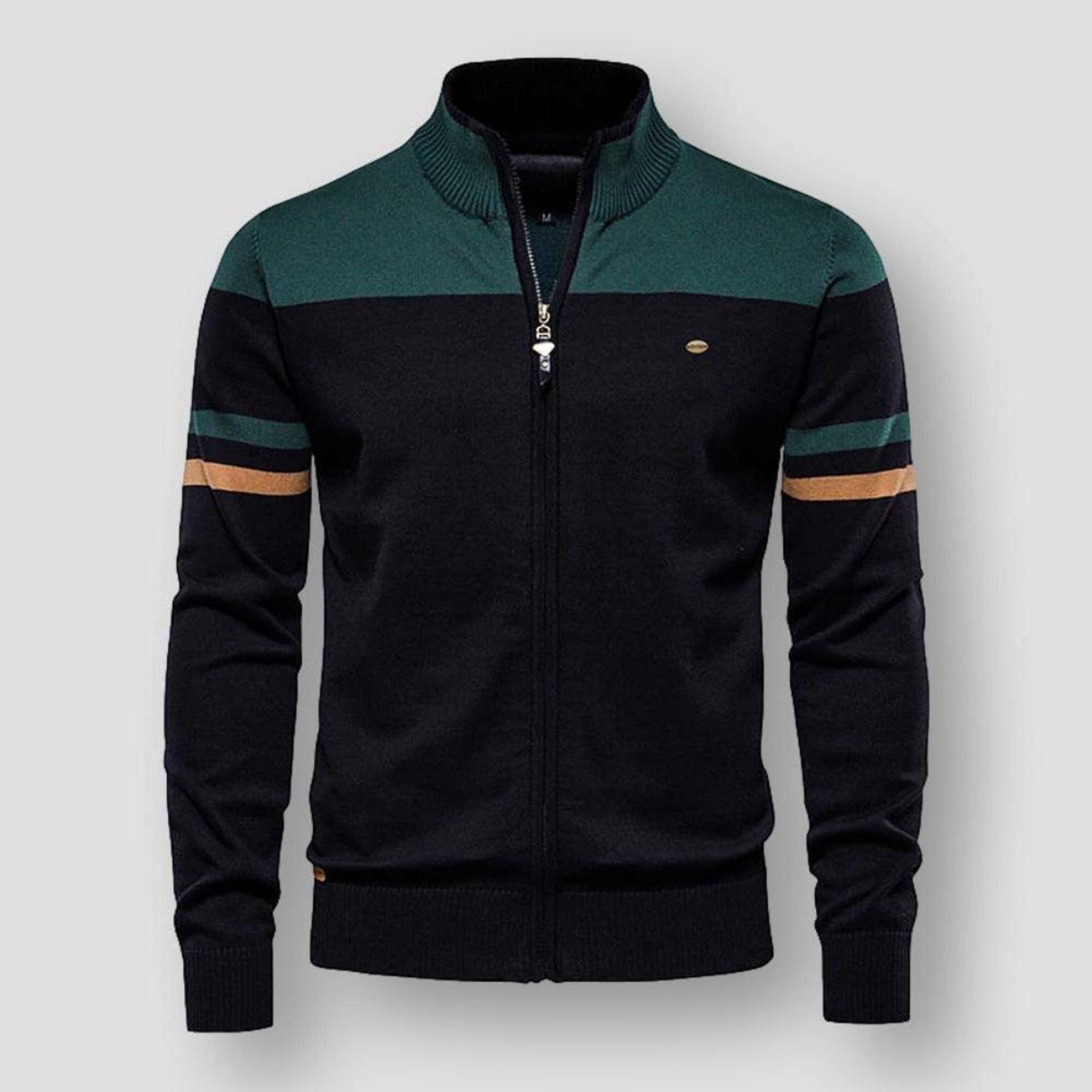 Zipper Cardigan | Vintage | Zip-Up | Knitted Cardigan | Men's Jacket-Chaps of London-Green-S-Chaps of London