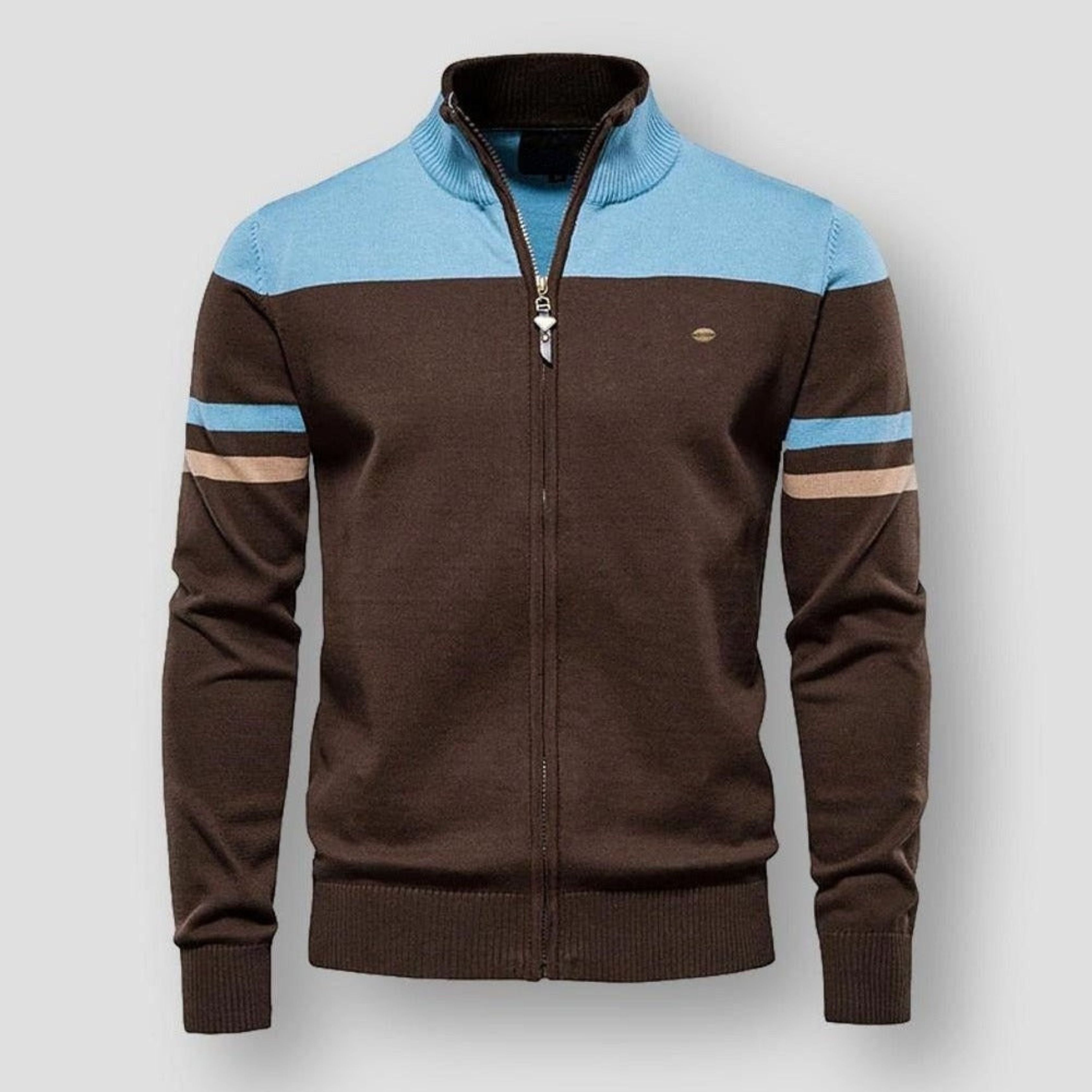 Zipper Cardigan | Vintage | Zip-Up | Knitted Cardigan | Men's Jacket-Chaps of London-Light Blue-S-Chaps of London