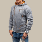 Zipper Hoodie - Warm - Drawstring - Hoodie Jacket - Mens Zip-Up Hoodies-Zip Hoodie-Chaps of London-Gray-XS-Chaps of London